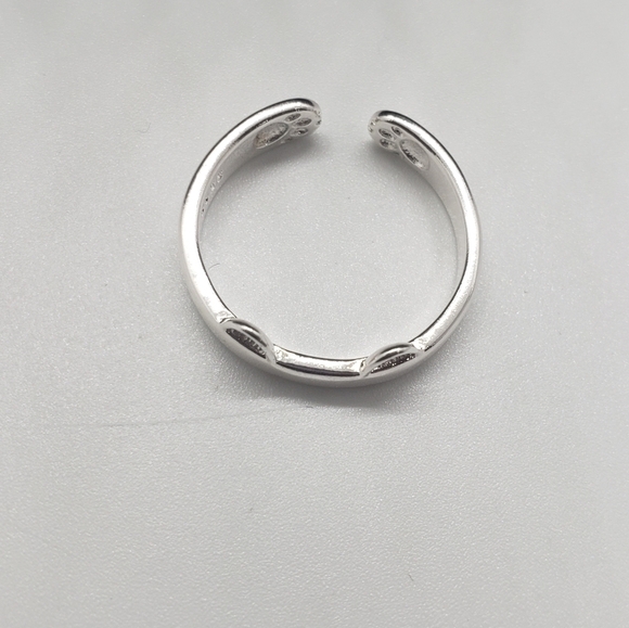 925 Sterling Silver Cartoon Kitten Footprint Adjustable Ring - Picture 4 of 11